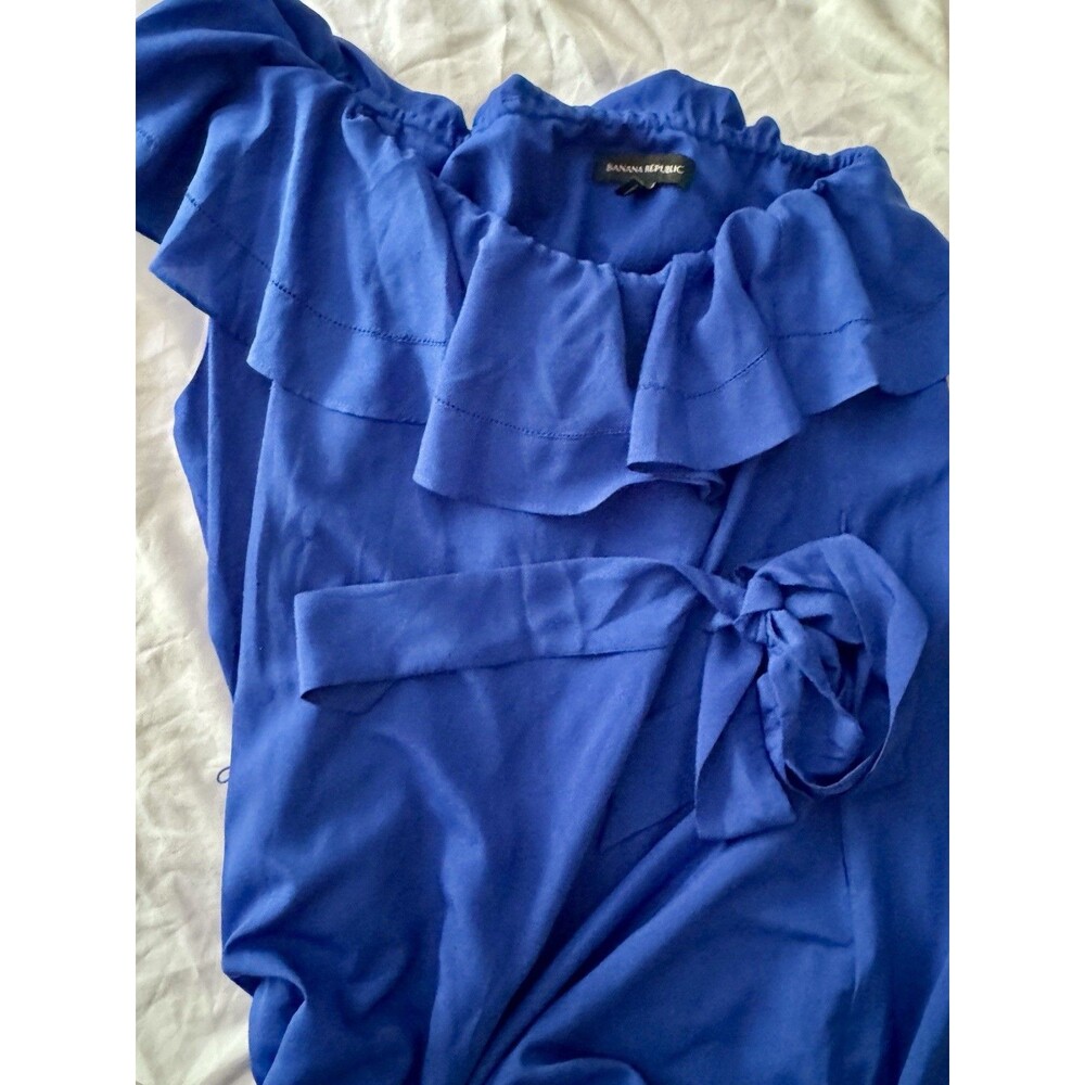 Banana Republic Petite M Cobalt Blue One Shoulder Maxi Dress Lined Formal